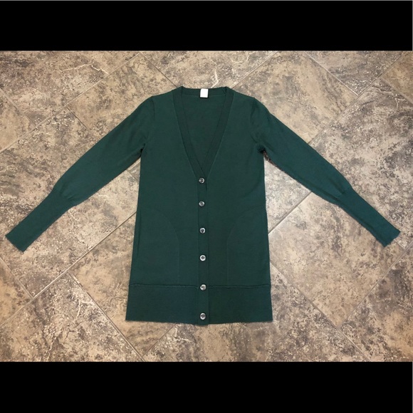 dark green cardigan sweater